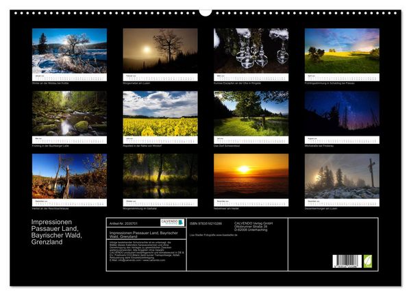 Produktbild: Impressionen Passauer Land, Bayrischer Wald, Grenzland (Wandkalender 2026 DIN A2 quer), CALVENDO Monatskalender