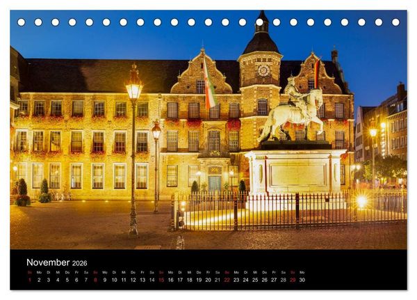 Produktbild: D&uuml;sseldorf bei Nacht (Tischkalender 2026 DIN A5 quer), CALVENDO Monatskalender