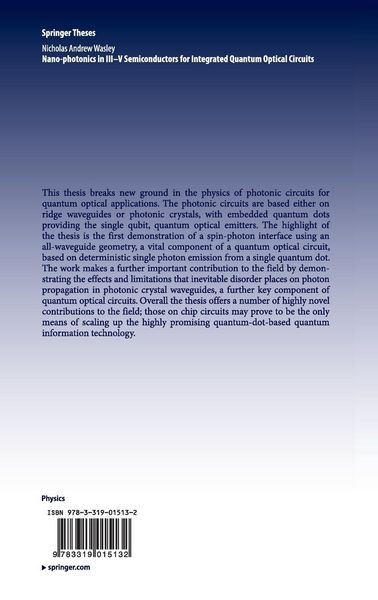 Produktbild: Nano-photonics in III-V Semiconductors for Integrated Quantum Optical Circuits
