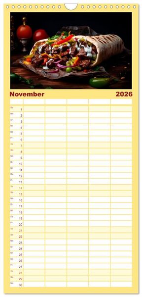 Produktbild: Familienplaner 2026 - Fastfood &Auml;sthetik mit 5 Spalten (Wandkalender, 21 x 45 cm) CALVENDO