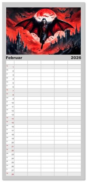 Produktbild: Familienplaner 2026 - Finsternis der Vampire - Mystischer d&uuml;sterer Fantasy Kalender mit 5 Spalten (Wandkalender, 21 x 45 cm) CALVENDO