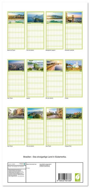 Produktbild: Familienplaner 2026 - Brasilien - Das einzigartige Land in S&uuml;damerika. mit 5 Spalten (Wandkalender, 21 x 45 cm) CALVENDO