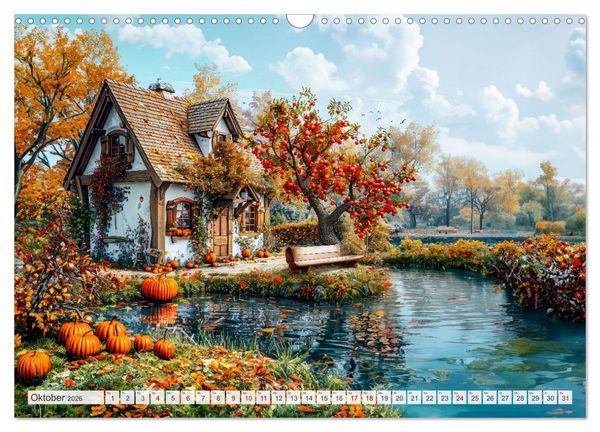 Produktbild: Cottages am Wasser - Malerische R&uuml;ckzugsorte genie&szlig;en (Wandkalender 2026 DIN A3 quer), CALVENDO Monatskalender