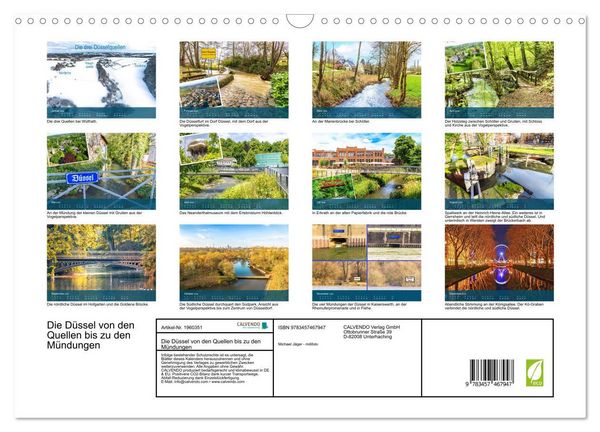Produktbild: Die D&uuml;ssel von den Quellen bis zu den M&uuml;ndungen (Wandkalender 2026 DIN A3 quer), CALVENDO Monatskalender
