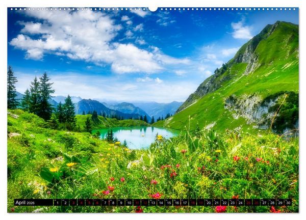 Produktbild: Oberstdorfer Bergwelt (hochwertiger Premium Wandkalender 2026 DIN A2 quer), Kunstdruck in Hochglanz