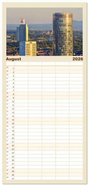 Produktbild: Familienplaner 2026 - Von K&ouml;lner D&auml;chern mit 5 Spalten (Wandkalender, 21 x 45 cm) CALVENDO