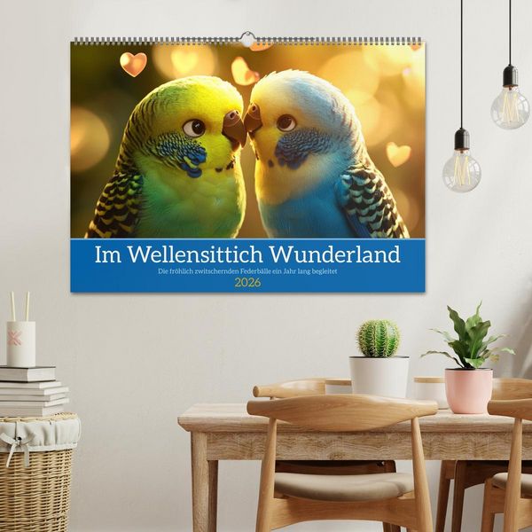 Produktbild: Im Wellensittich Wunderland (Wandkalender 2026 DIN A2 quer), CALVENDO Monatskalender