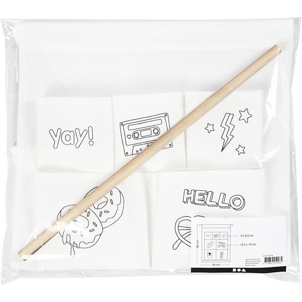 Produktbild: Creativ Company Wohndekoration mit Stoff Organizer-Tasche zum Aufh&auml;ngen, Wei&szlig;, H 46 cm, B 34 cm, 145 g, 1 Stk
