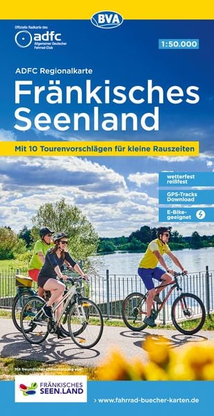 Produktbild: ADFC-Regionalkarte Fränkisches Seenland, 1:50.000, mit Tagestourenvorschlägen, reiß- und wetterfest, E-Bike-geeignet, GPS-Tracks Download