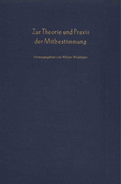 Produktbild: Zur Theorie und Praxis der Mitbestimmung.
