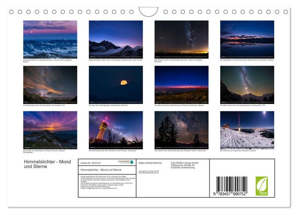 Produktbild: Himmelslichter - Mond und Sterne (Wandkalender 2026 DIN A4 quer), CALVENDO Monatskalender