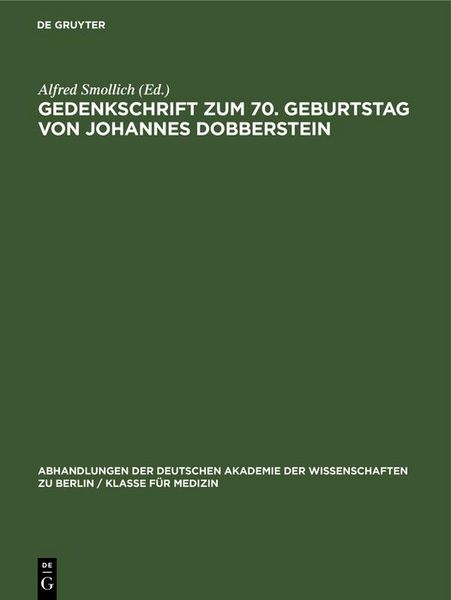 Produktbild: Gedenkschrift zum 70. Geburtstag von Johannes Dobberstein