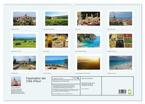 Produktbild: Faszination der C&ocirc;te d'Azur (Wandkalender 2026 DIN A2 quer), CALVENDO Monatskalender