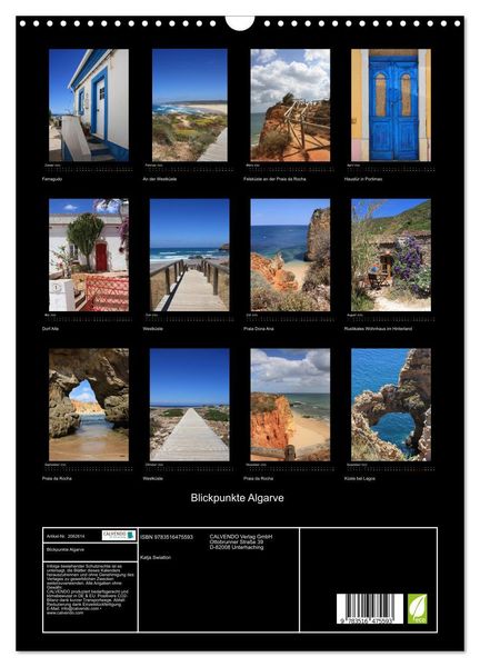 Produktbild: Blickpunkte Algarve (Wandkalender 2026 DIN A3 hoch), CALVENDO Monatskalender