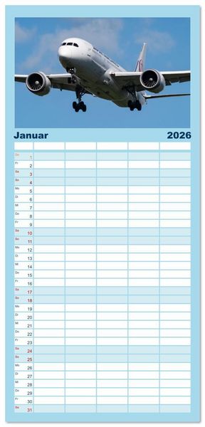 Produktbild: Familienplaner 2026 - Flieger von Boeing mit 5 Spalten (Wandkalender, 21 x 45 cm) CALVENDO