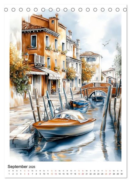 Produktbild: Venedig - Br&uuml;cken, Kan&auml;le, Gondeln (Tischkalender 2026 DIN A5 hoch), CALVENDO Monatskalender