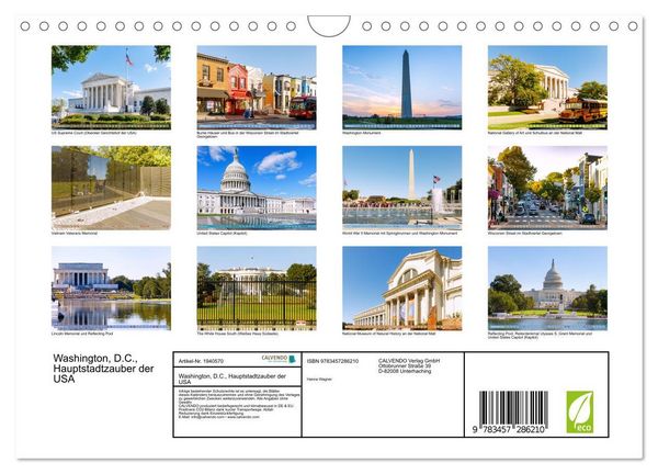 Produktbild: Washington, D.C., Hauptstadtzauber der USA (Wandkalender 2026 DIN A4 quer), CALVENDO Monatskalender