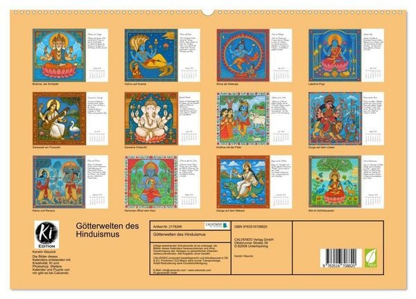 Produktbild: G&ouml;tterwelten des Hinduismus (hochwertiger Premium Wandkalender 2026 DIN A2 quer), Kunstdruck in Hochglanz