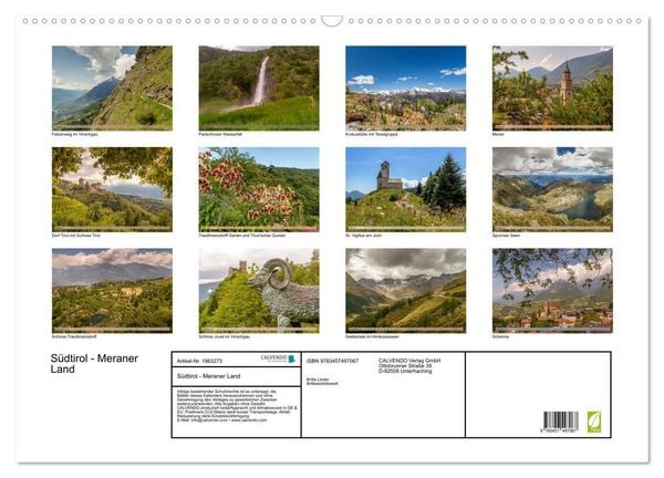 Produktbild: S&uuml;dtirol - Meraner Land (Wandkalender 2026 DIN A2 quer), CALVENDO Monatskalender
