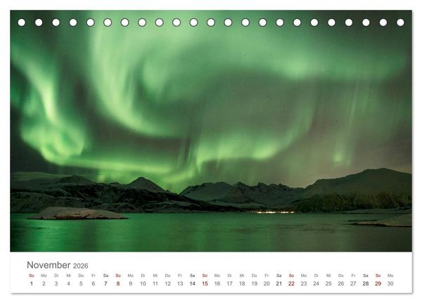 Produktbild: Nordlichter - Magische N&auml;chte in Skandinavien (Tischkalender 2026 DIN A5 quer), CALVENDO Monatskalender