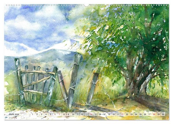 Produktbild: Jahreszeiten Aquarelle (hochwertiger Premium Wandkalender 2026 DIN A2 quer), Kunstdruck in Hochglanz