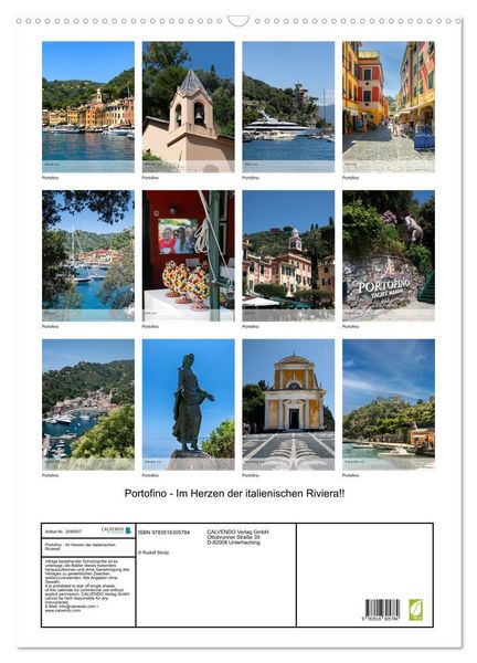 Produktbild: Portofino - Im Herzen der italienischen Riviera!! (Wandkalender 2026 DIN A2 hoch), CALVENDO Monatskalender