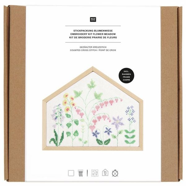 Produktbild: Stickpackung Gez&auml;hlter Kreuzstich, Blumenwiese // Haus Quer S, 20 x 16,5 cm