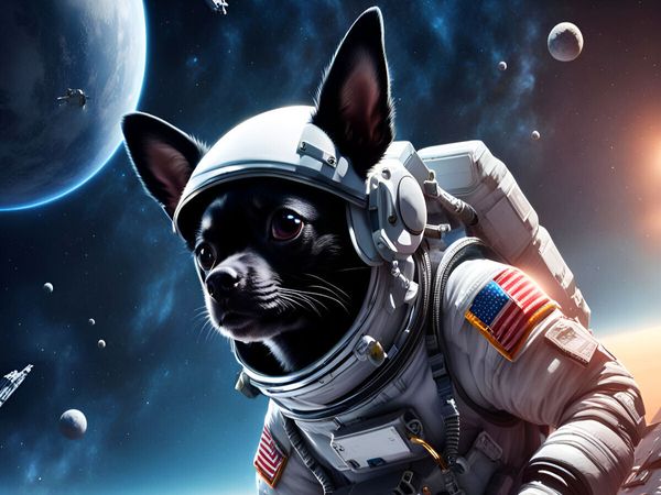 Produktbild: CALVENDO Puzzle Chihuahua Raumfahrer schwebend im Weltraum | 1000 Teile Lege-Gr&ouml;&szlig;e 64x48cm Foto-Puzzle f&uuml;r gl&uuml;ckliche Stunden