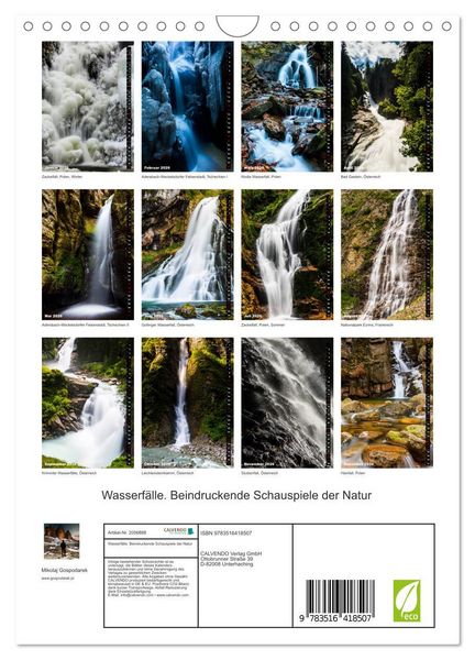 Produktbild: Wasserf&auml;lle. Beindruckende Schauspiele der Natur (Wandkalender 2026 DIN A4 hoch), CALVENDO Monatskalender
