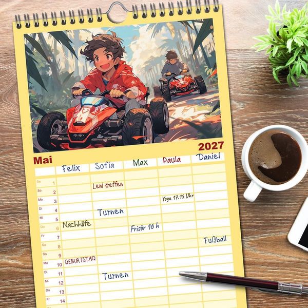 Produktbild: Familienplaner 2027 - Der Jungen-Kalender mit 5 Spalten (Wandkalender, 21 x 45 cm) CALVENDO