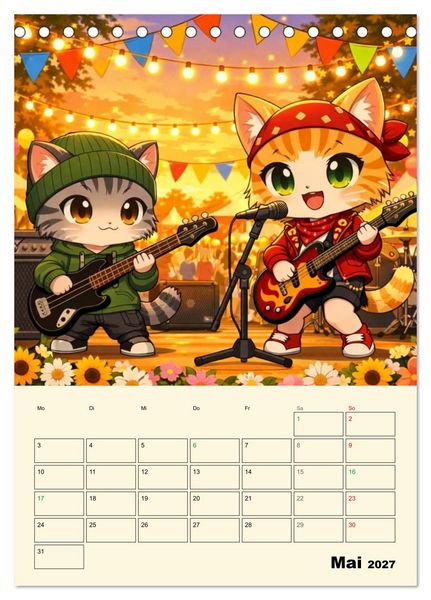 Produktbild: Mia und die Miezband (Tischkalender 2027 DIN A5 hoch), CALVENDO Monatskalender
