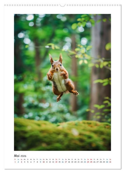 Produktbild: Lustige kleine Eichh&ouml;rnchen (Wandkalender 2026 DIN A2 hoch), CALVENDO Monatskalender