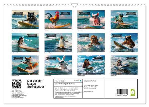 Produktbild: Der tierisch lustige Surfkalender (Wandkalender 2026 DIN A3 quer), CALVENDO Monatskalender