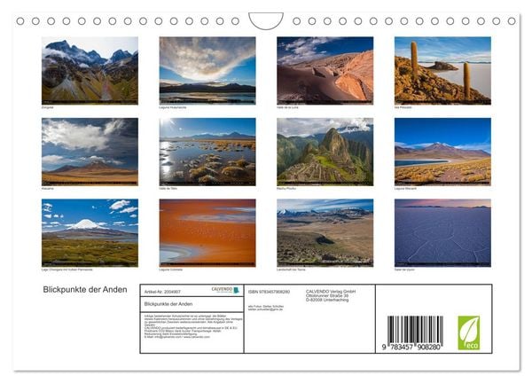 Produktbild: Blickpunkte der Anden (Wandkalender 2026 DIN A4 quer), CALVENDO Monatskalender