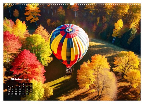 Produktbild: Freiheit in den L&uuml;ften . Mit dem Hei&szlig;luftballon unterwegs (hochwertiger Premium Wandkalender 2026 DIN A2 quer), Kunstdruck in Hochglanz