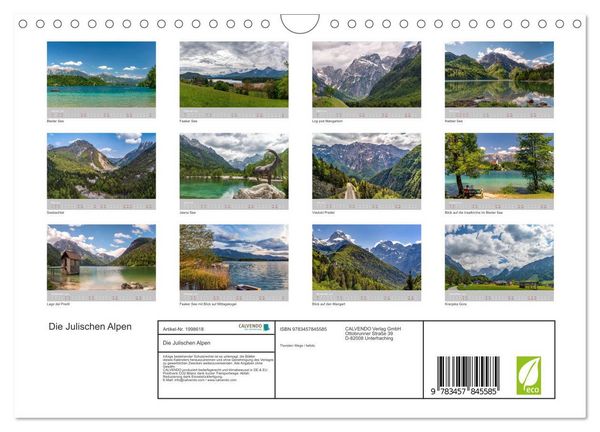 Produktbild: Die Julischen Alpen (Wandkalender 2026 DIN A4 quer), CALVENDO Monatskalender