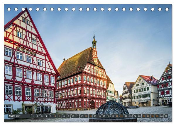 Produktbild: Idyllisches Fachwerk rund um Stuttgart (Tischkalender 2027 DIN A5 quer), CALVENDO Monatskalender