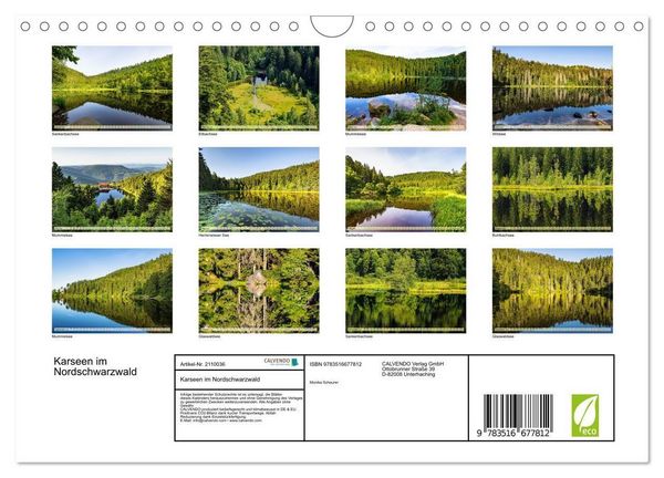 Produktbild: Karseen im Nordschwarzwald (Wandkalender 2026 DIN A4 quer), CALVENDO Monatskalender