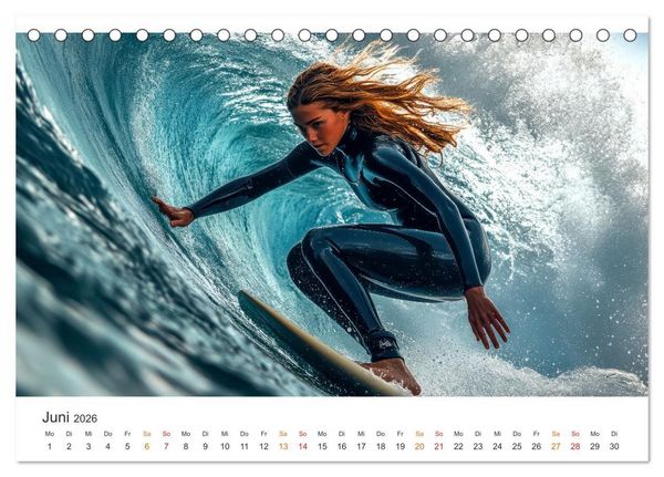 Produktbild: Surfen - Ride the Wave (Tischkalender 2026 DIN A5 quer), CALVENDO Monatskalender