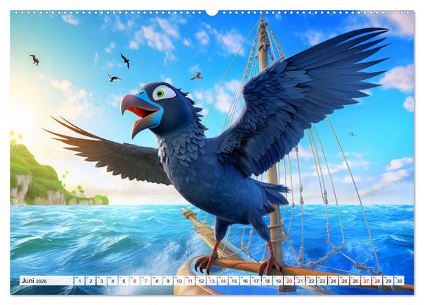 Produktbild: Abenteuer mit Cedric - Lustige Kr&auml;he auf Reisen durch die Welt (Wandkalender 2026 DIN A2 quer), CALVENDO Monatskalender