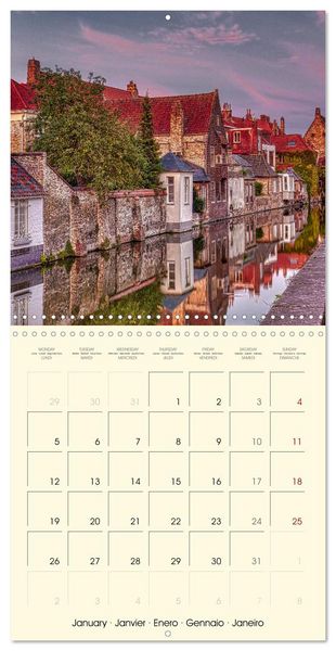 Produktbild: Gand et Bruges au cr&eacute;puscule (Calendrier mural carr&eacute; 2026 30x30 cm) Calendrier double avec une page pour vos prises de notes