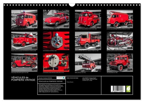 Produktbild: V&Eacute;HICULES de POMPIERS VINTAGE (Calendrier mural 2026 DIN A3 vertical), CALVENDO calendrier mensuel