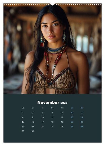 Produktbild: Indianische Sch&ouml;nheiten Kalender: Sinnliche Glamour Frauen in KI Kunst (hochwertiger Premium Wandkalender 2027 DIN A2 hoch), Kunstdruck in Hochglanz