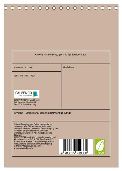 Produktbild: Amiens - Malerische, geschichtstr&auml;chtige Stadt (Tischkalender 2026 DIN A5 hoch), CALVENDO Monatskalender