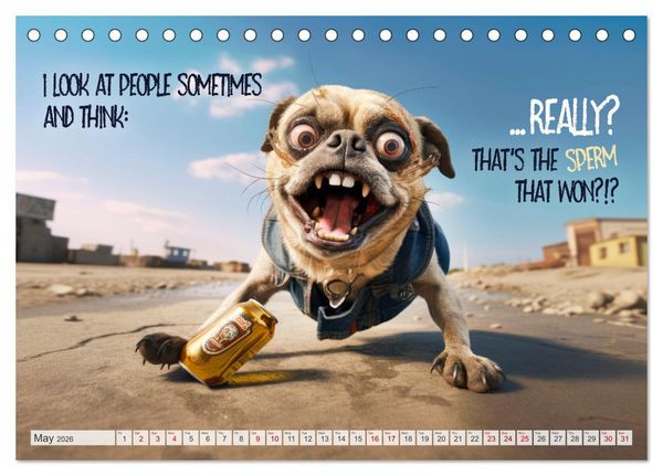 Produktbild: Crazy dogs COOL SAYINGS (Desk Calendar 2026 DIN A5 landscape), CALVENDO 12 Month DeskCalendar
