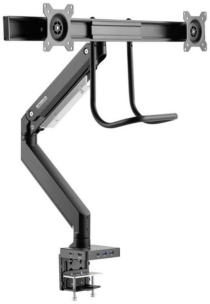 Produktbild: SpeaKa Professional SP-MM-820 Monitor-Tischhalterung 2 Display(s) 43,2 cm (17") - 81,3 cm (32") Matt Schwarz Schwenkbar, Neigbar