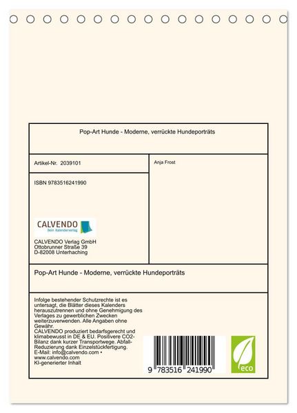 Produktbild: Pop-Art Hunde - Moderne, verr&uuml;ckte Hundeportr&auml;ts (Tischkalender 2026 DIN A5 hoch), CALVENDO Monatskalender