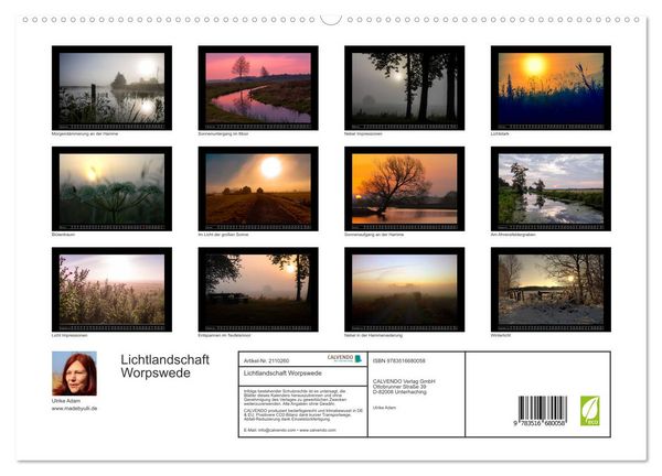 Produktbild: Lichtlandschaft Worpswede (hochwertiger Premium Wandkalender 2026 DIN A2 quer), Kunstdruck in Hochglanz