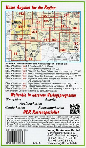 Produktbild: Wander-, Ski- und Radwanderkarte Hessische Rh&ouml;n, Wasserkuppe, Fulda, Gersfeld und Umgebung