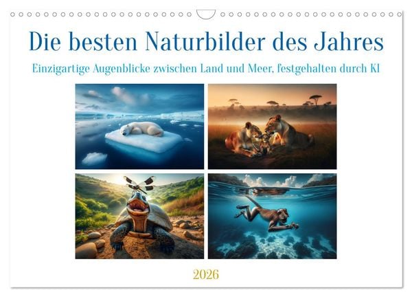 Die besten Naturbilder des Jahres - Einzigartige Augenblicke (Wandkalender 2026 DIN A3 quer), CALVENDO Monatskalender